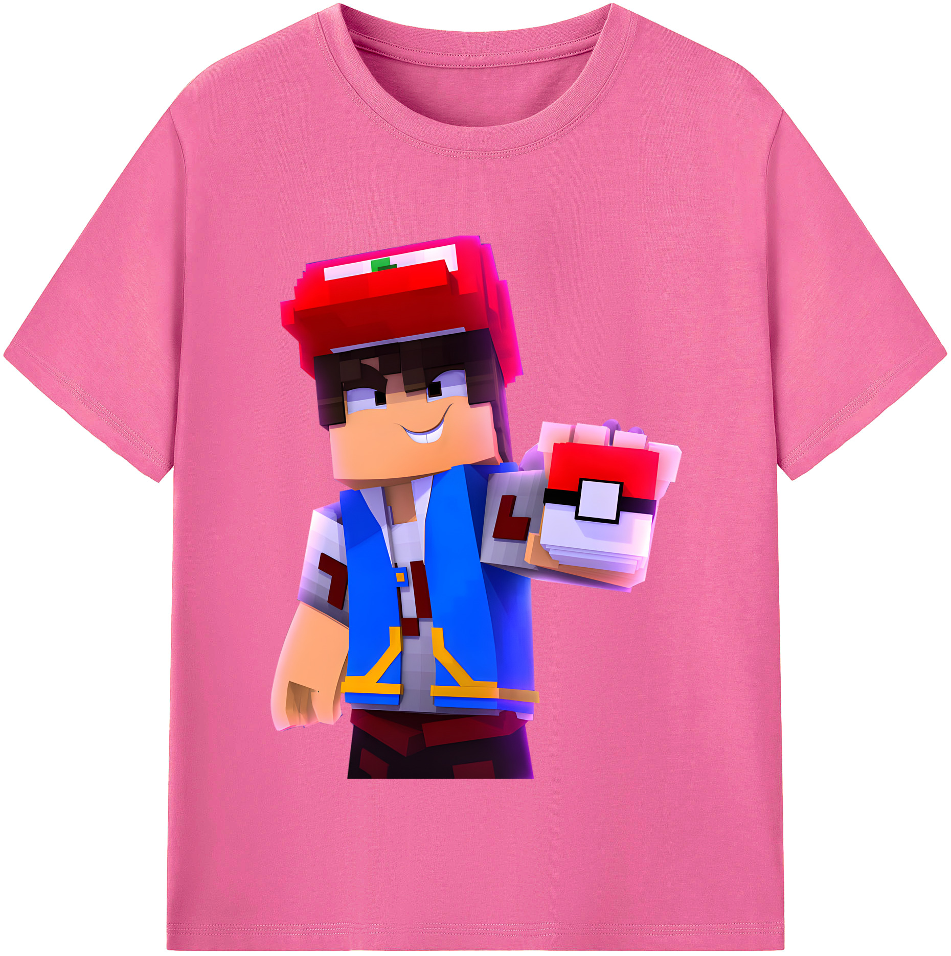 （画像用） マインクラフト ブロックの世界 Minecraft MC Block world レディースカジュアルプリントTシャツ（綿100％）